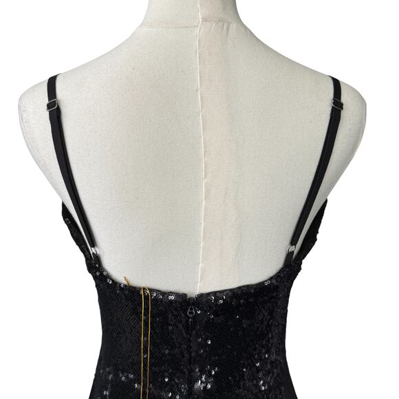 Dress the Population Mimi Sequin‎ Cocktail Dress Ebony Black Size Medium NWT - Picture 6 of 12